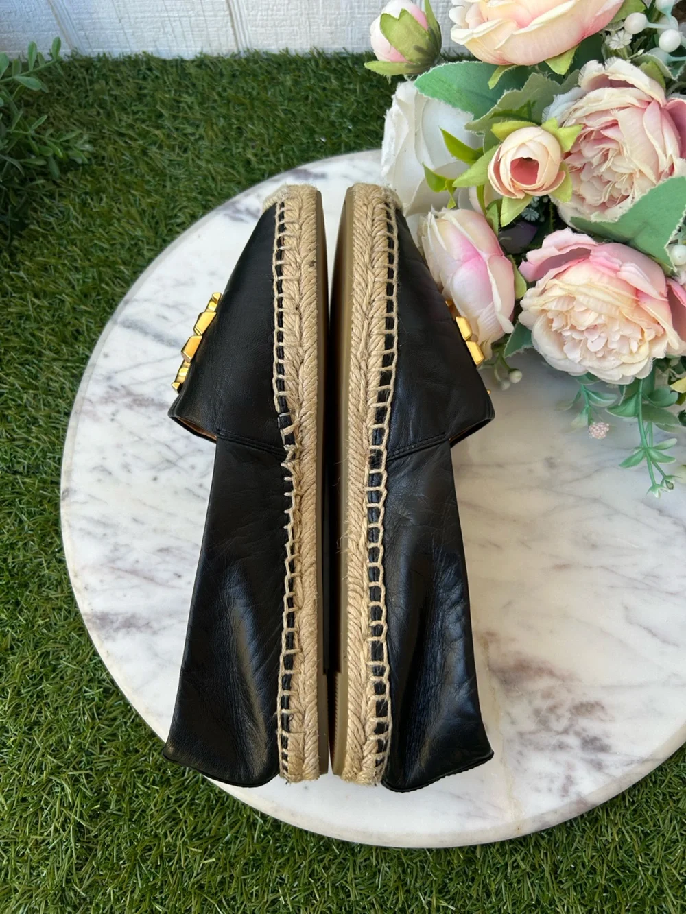 TORY BURCH Eleanor espadrilles Color: Perfect Black size 6.5 gently used